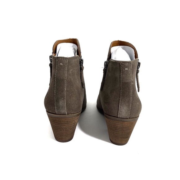 Frye Women’s Size 9 M Taupe Judith Zip Suede Leather Stacked Heel Bootie Boots - Picture 3 of 10